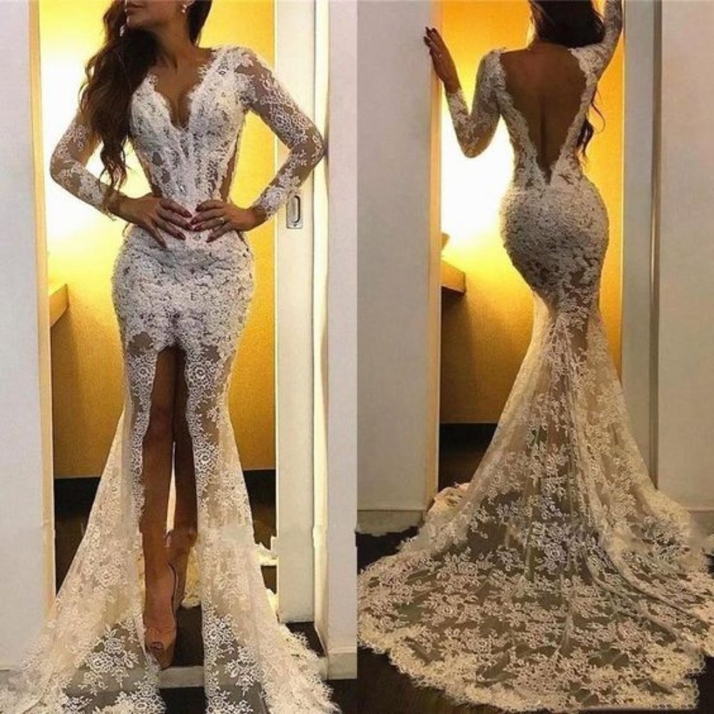 Sexy long sleeve lace wedding gown from Darius Cordell